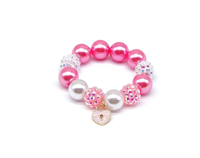 Heart Bracelets, Little Girls Sparkly Beaded Jewelry, Toddler Valentine Gifts.
